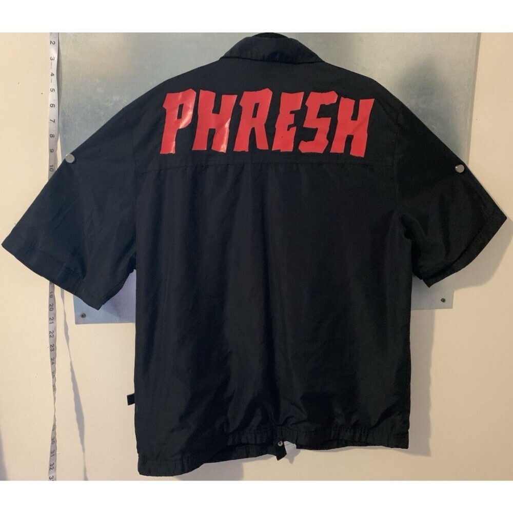 KLEEP PHRESH Mesh Lined Snap Up Short Sleeve Pocketed Polyester Shacket L BLACK - Picture 14 of 16